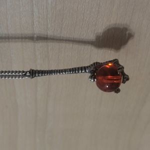 Necklace Charm | Silver Claw | Red Orb